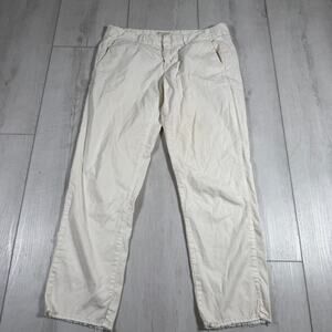 Nili Lotan Womens 2 Cotton Straight Cropped Pants White Cream Distressed